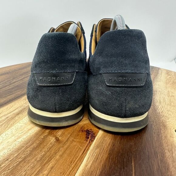 Magnanni “Jorge” Men’s 9.5 Navy Blue Suede Textile Lace Up Low Sneakers Shoes main image 4